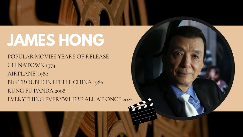 The Image Displays James Hong with A List of Her Popular Movies and Their Release Years