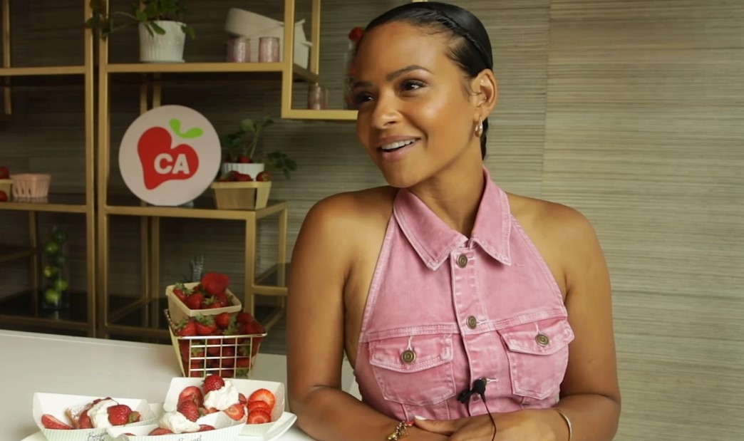 Christina Milian giving interview in her home